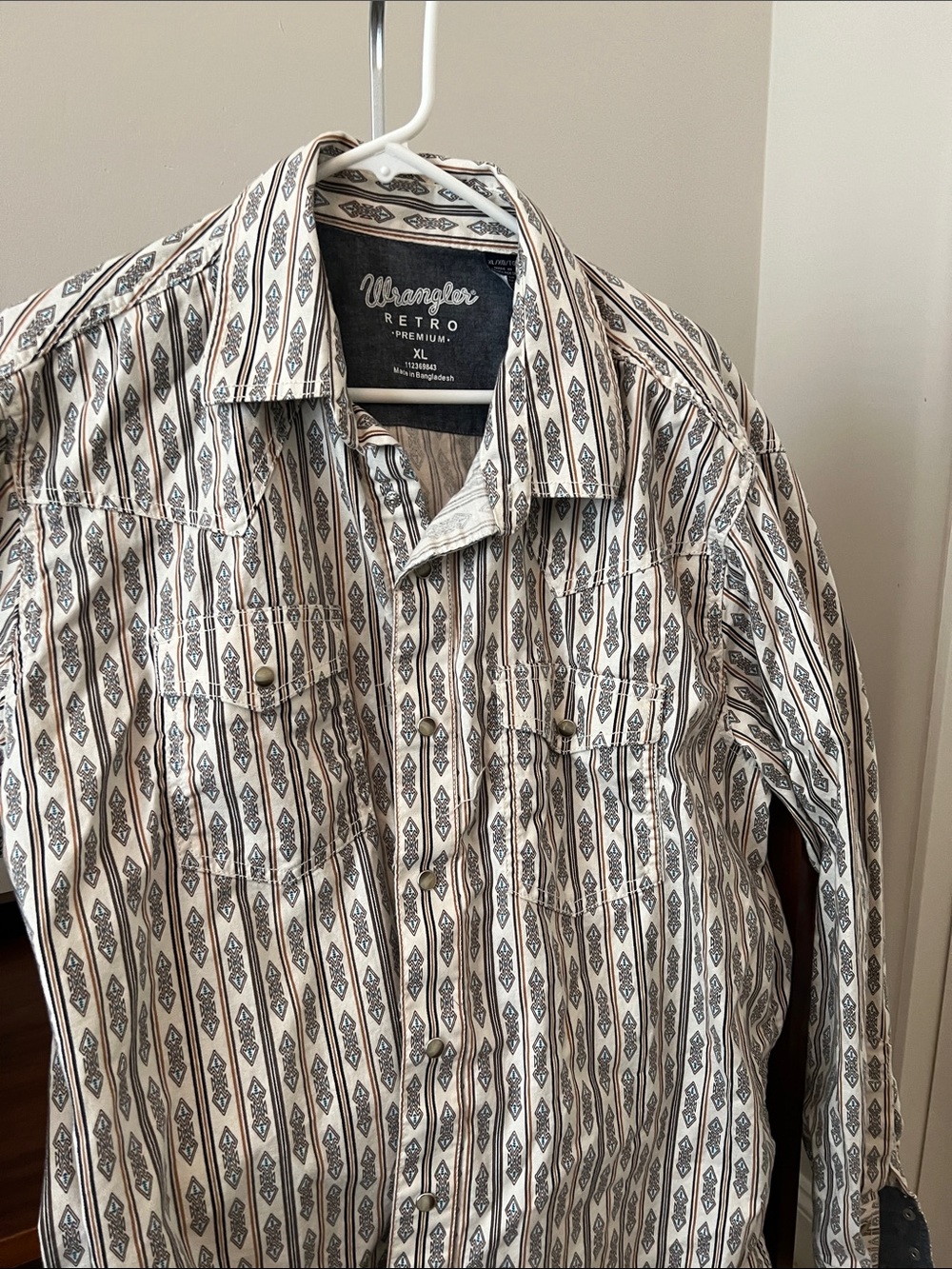 Wrangler Retro Premium Men's Cream & Black Western Shirt